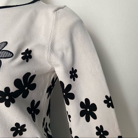 Alfred Dunner Floral Mod 60s style sweater flower power - Picture 9 of 13